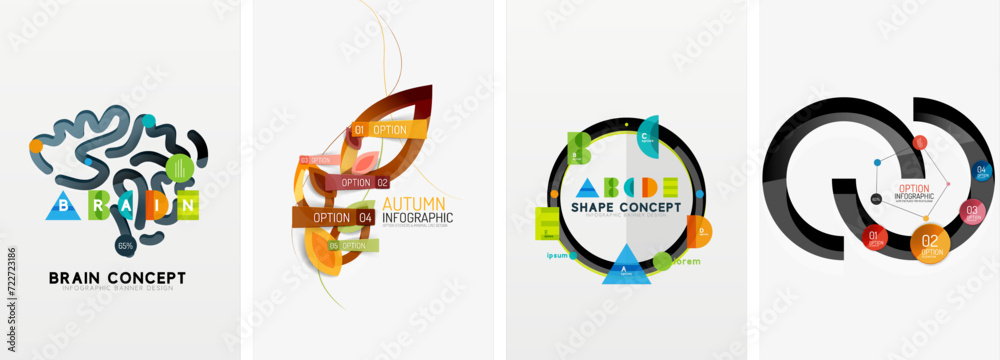 Set of geometric poster backgrounds with time line design infographics. Vector illustration For Wallpaper, Banner, Background, Card, Book Illustration, landing page