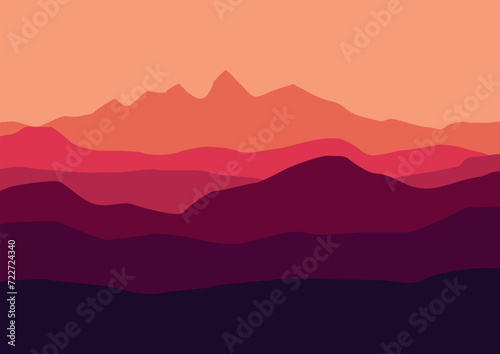 landscape mountains with purple colors. Vector illustration in flat style. © Fajarhidayah11