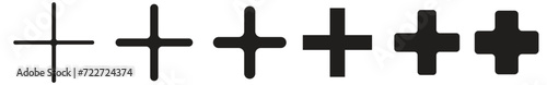 Plus Icon Black | Pluses | Cross Symbol | Addition Logo | Positive Sign | Isolated Transparent | Variations