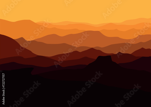beautiful landscape mountains. Vector illustration in flat style.
