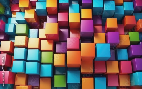 Abstract background or wallpaper with multi color 3D cube patterns
