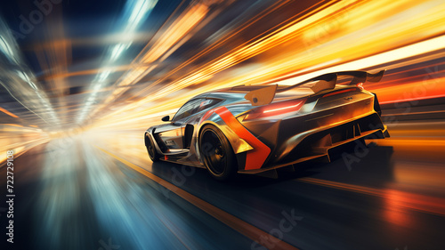 Create a captivating blurred background for a motorsport event, showcasing the speed and adrenaline of the race. © Teerasak