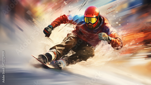 Capture the exhilaration of a extreme sports event with a blurred background that highlights the daring feats of the athletes.
