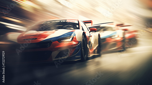 Create a captivating blurred background for a motorsport event, showcasing the speed and adrenaline of the race. © Teerasak