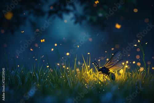 small insect on flower with lights  © Vera