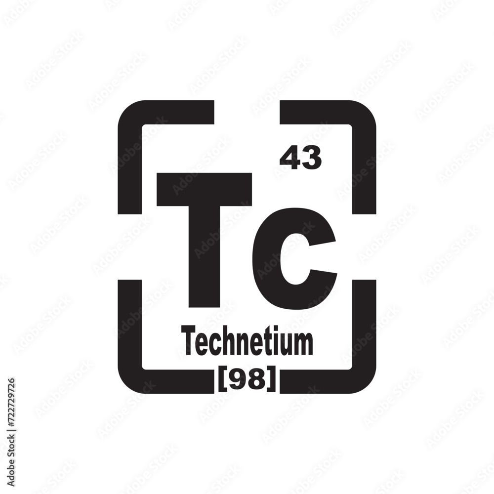 Technetium icon, chemical element in the periodic table Technetium icon, chemical element in the periodic table