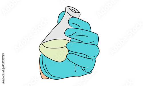 line art color of hand chemical lab retorts vector illustration