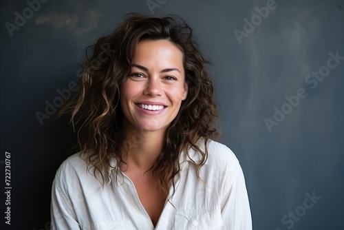 Portrait of a beautiful young woman smiling at the camera with copy space