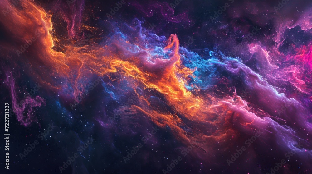  a very colorful space filled with lots of clouds and a star in the middle of the center of the image.