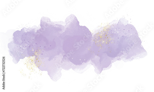 Abstract watercolor or alcohol ink art perple background element with golden crackers. Pastel violet marble drawing effect. template for wedding invitation,decoration, banner, background, png file