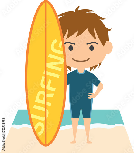 男子サーファーのイメージイラスト