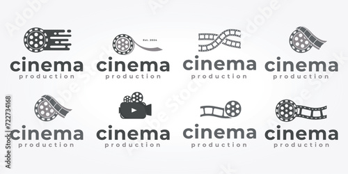 set bundle cinematography logo icon design. camera roll vector illustration