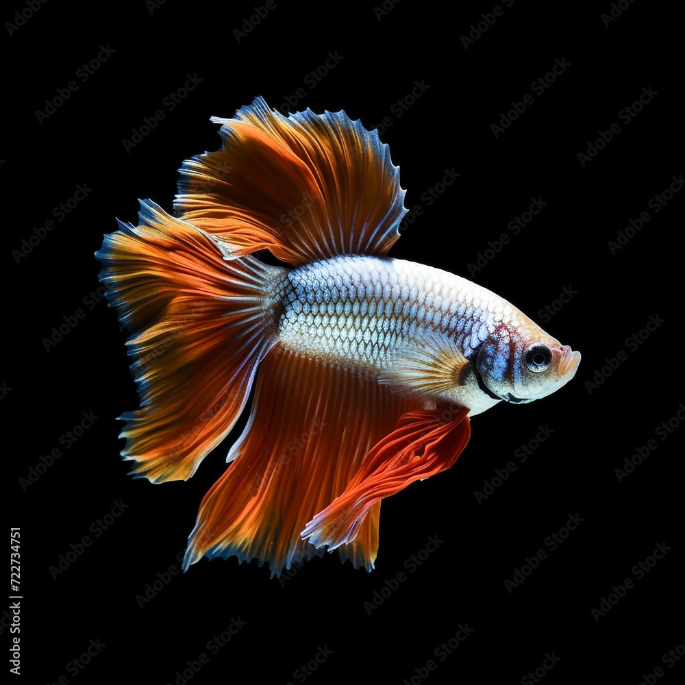 Betta fish, siamese fighting fish multi color beautiful closeup, betta splendens on black background Betta fish, siamese fighting fish multi color beautiful closeup, betta splendens on black background