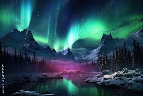 Abstract northern lights or aurora borealis generative ai