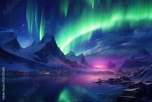 Abstract northern lights or aurora borealis generative ai