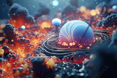 A microscopic view of a surreal technicolor world generative ai