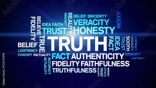 Truth animated tag word cloud;text design animation kinetic typography seamless loop. photo