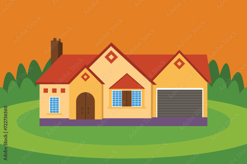 Naklejka premium vector Set of simple house blocks brown orange yellow purple