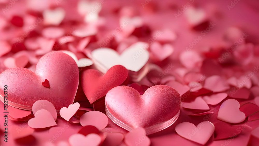 Red-pink heart-shaped background expresses love and love greeting card.