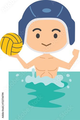 男子水球選手のイメージイラスト