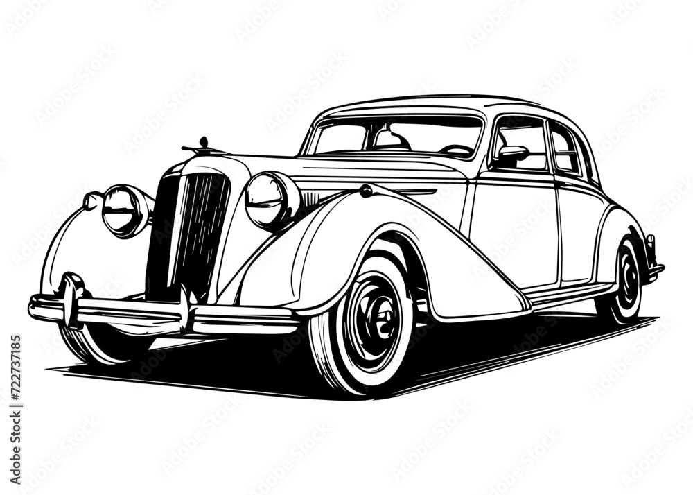 Retro car sketch art design Retro car sketch art design