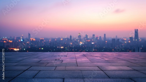 photograph of empty concrete floors blur city skyline at sunset panoramic view. telephoto lens natural lighting --ar 16:9 --v 6 Job ID: dc860a1d-5b32-4847-8eec-e82a47916554