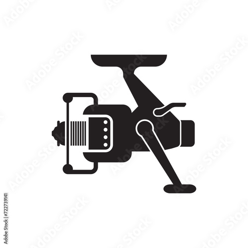 Fishing reel logo icon design vector illustration