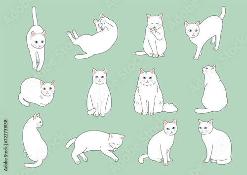 シンプルでかわいい猫のイラストセット