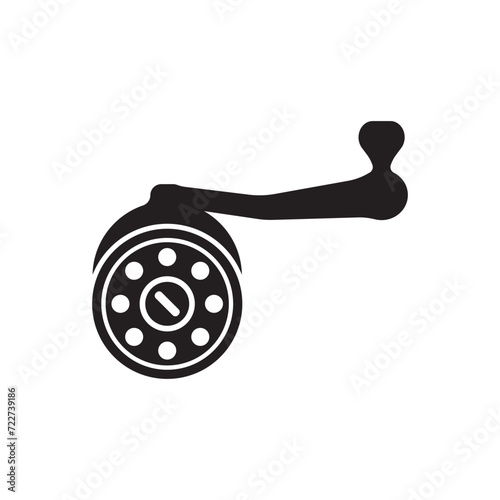 Fishing reel logo icon design vector illustration