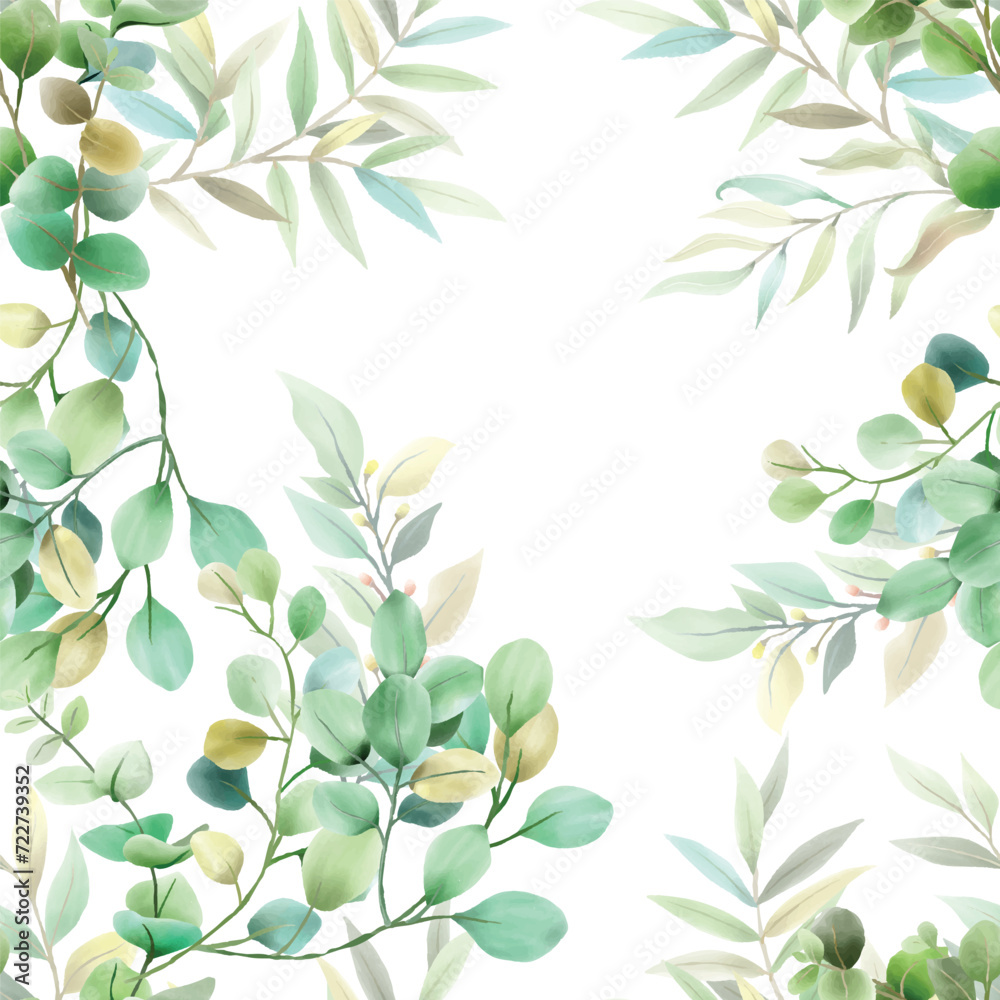 Fototapeta premium greenery eucalyptus watercolor seamless pattern