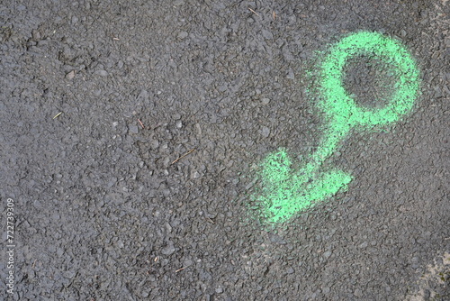 Fotografija Sewer line marking painted on asphalt.