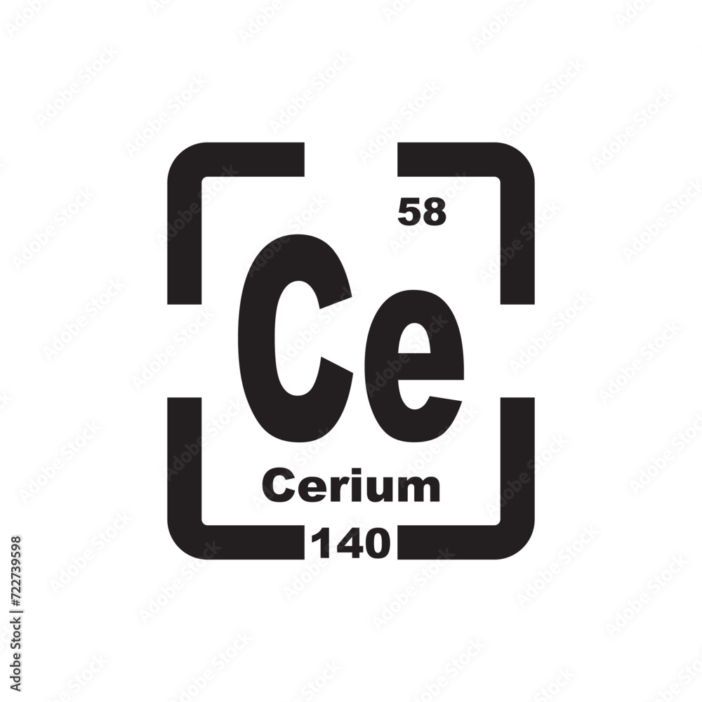 Cerium icon, chemical element in the periodic table Cerium icon, chemical element in the periodic table