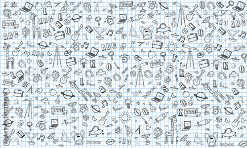 Blank white worksheet exercise book and back to school vector design.