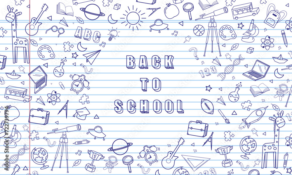 Fototapeta premium Blank white worksheet exercise book and back to school vector design.