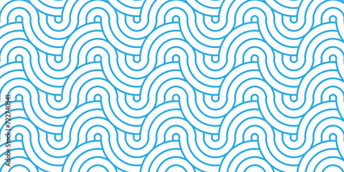Modern diamond geometric waves spiral pattern and abstract circle wave lines. blue seamless tile stripe geomatics overlapping create retro square line backdrop pattern background. Overlapping Pattern.