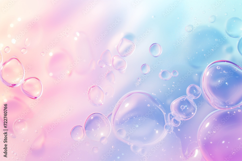 Abstract background with soap bubbles and water droplets. Soft colors. Background image. Created with Generative AI technology