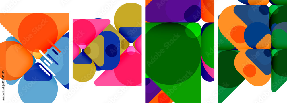 Colorful bright geometric abstract compositions for wallpaper, business card, cover, poster, banner, brochure, header, website