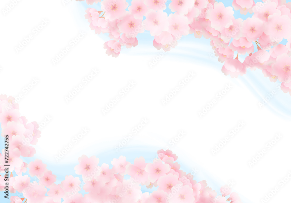 水彩風の桜と空の背景イラスト 水彩風の桜と空の背景イラスト