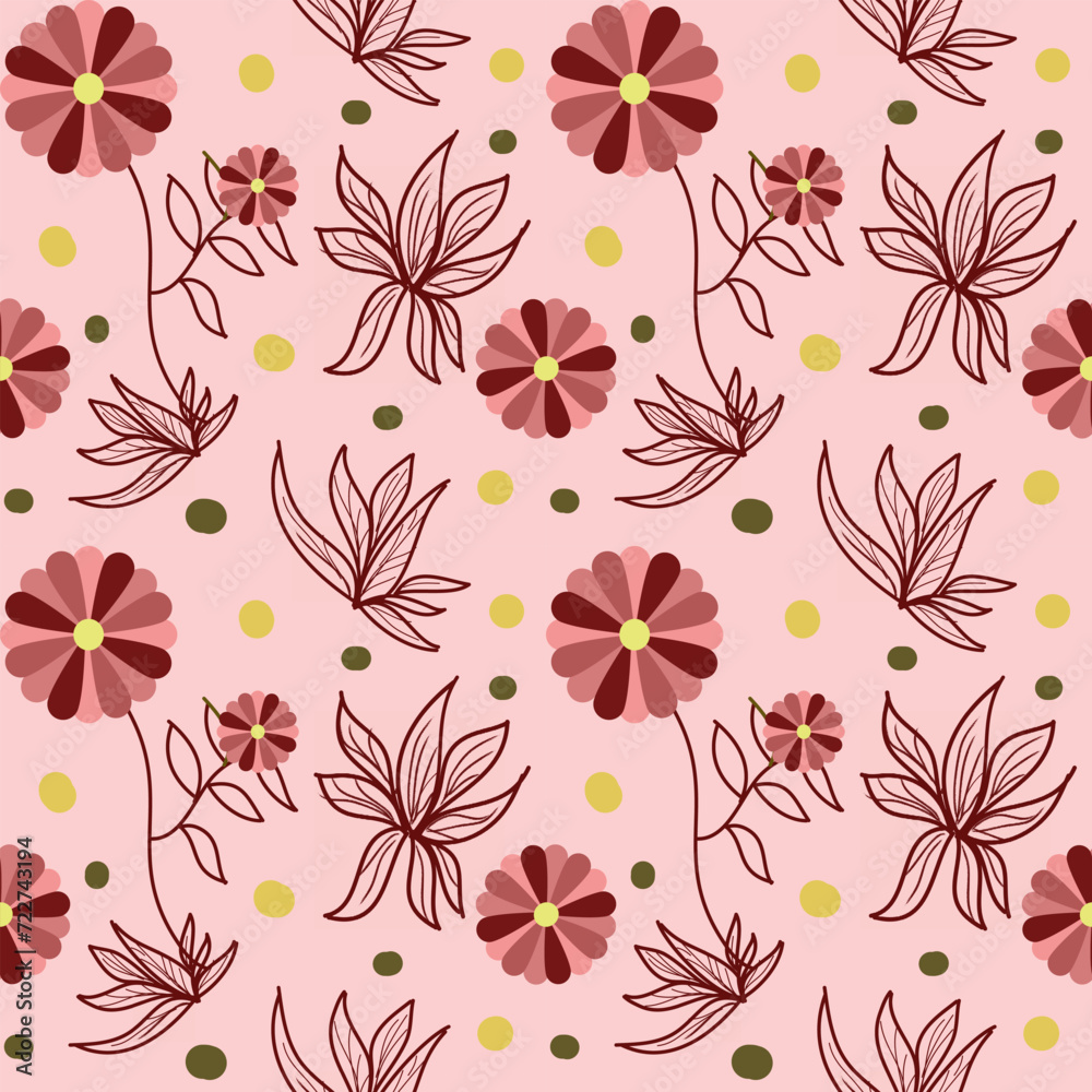 Seamless pattern with many flowers.