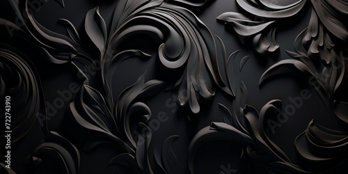 Abstract black background with swirls, Contrasting Shades The Aesthetic Appeal of Grey and Black Background.