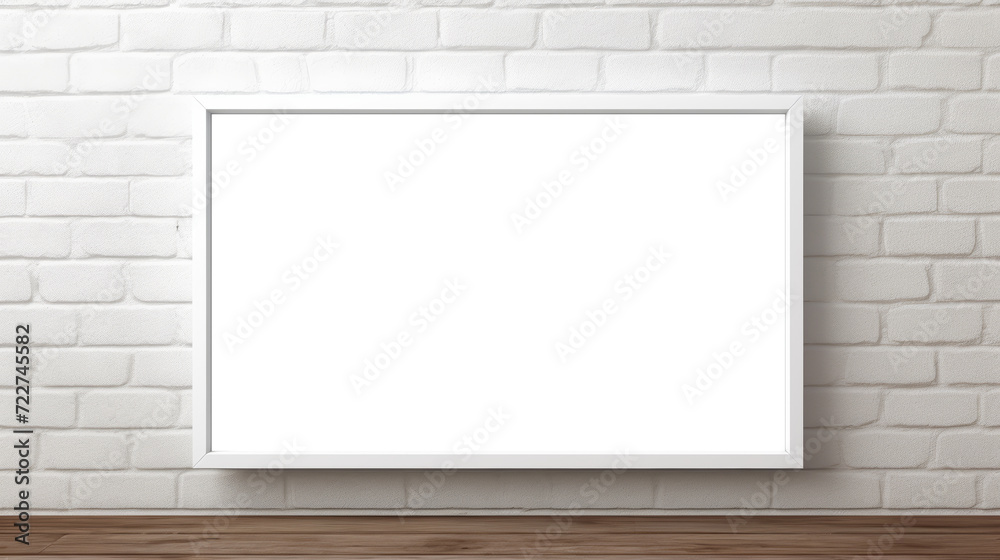Empty picture frame on brickwall, white transparent inside, PNG Empty picture frame on brickwall, white transparent inside, PNG