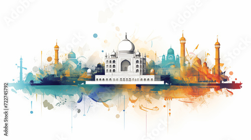 Abstract of India  Taj Mahal, Agra, Uttar Pradesh, India  illustration isolated on white background photo