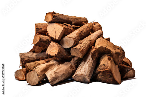 High-quality firewood PNG isolated on transparent background: a collection of dry, seasoned logs ready for burning, ideal for camping, bonfires, and home heating purposes photo