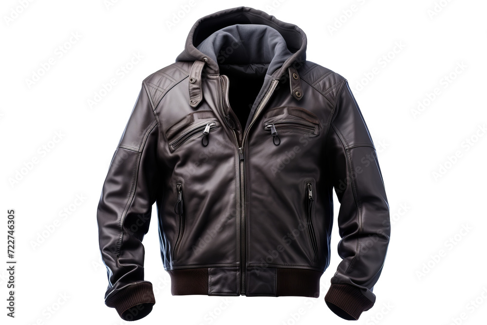 Stylish man leather jacket on a transparent background