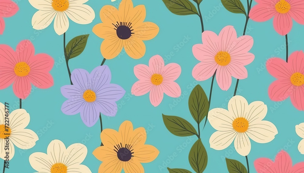 Cute Flower Blossom: A Seamless Pattern in Pastel Colors