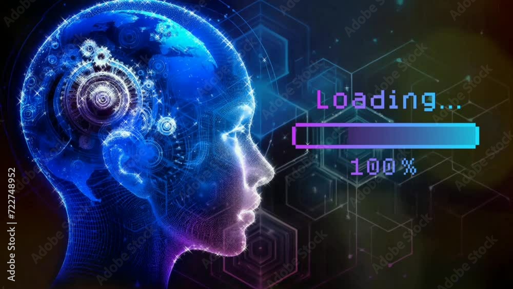 Vidéo Stock brain scan. loop video of an artificial intelligence robot ...