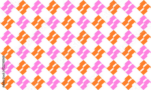 seamless knitted pattern, Seamless pattern of rhombuses in pink and white color, pink and orange checkerboard chess block repeat patter design for fabric print square
 photo