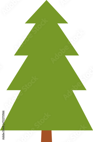 Flat trees set, pines, spruces, conifers and deciduous trees. Forest green tree nature plant isolated vector illustration