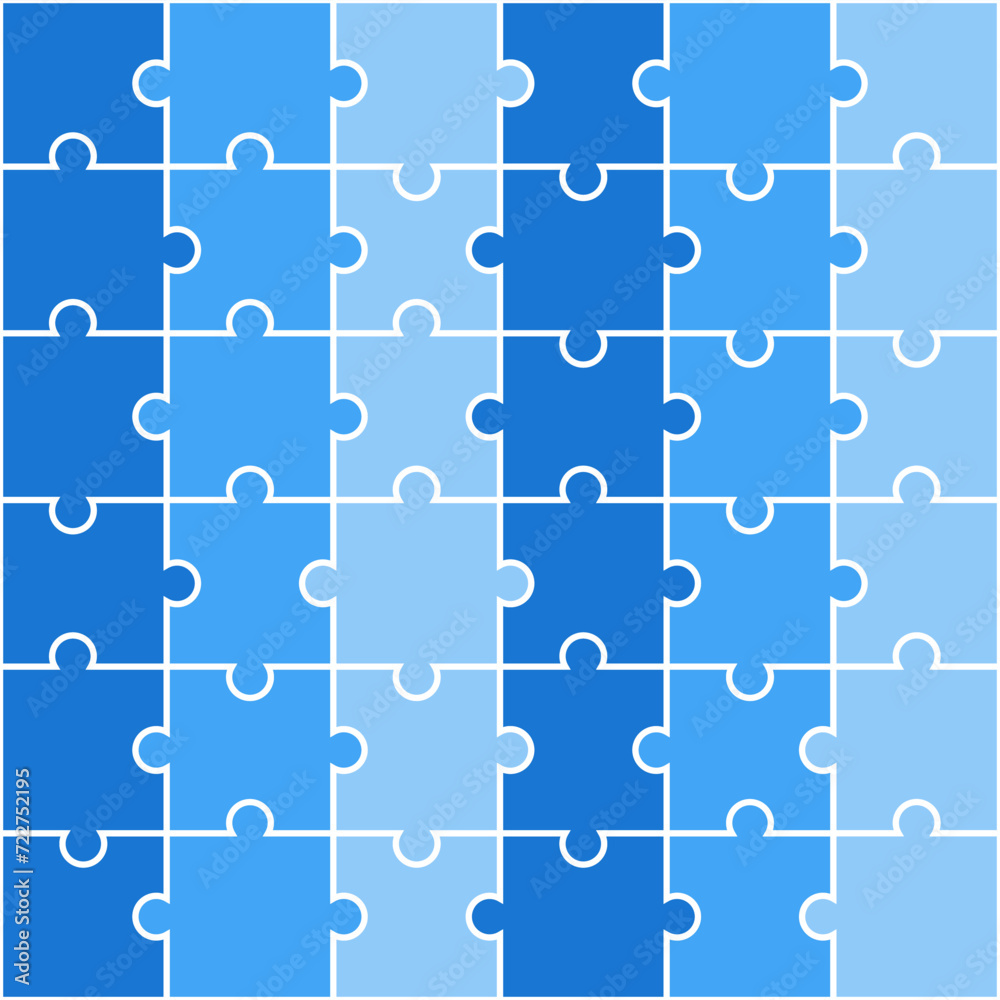 Blue shade jigsaw pattern. jigsaw line pattern. jigsaw seamless pattern. Decorative elements, clothing, paper wrapping, bathroom tiles, wall tiles, backdrop, background.