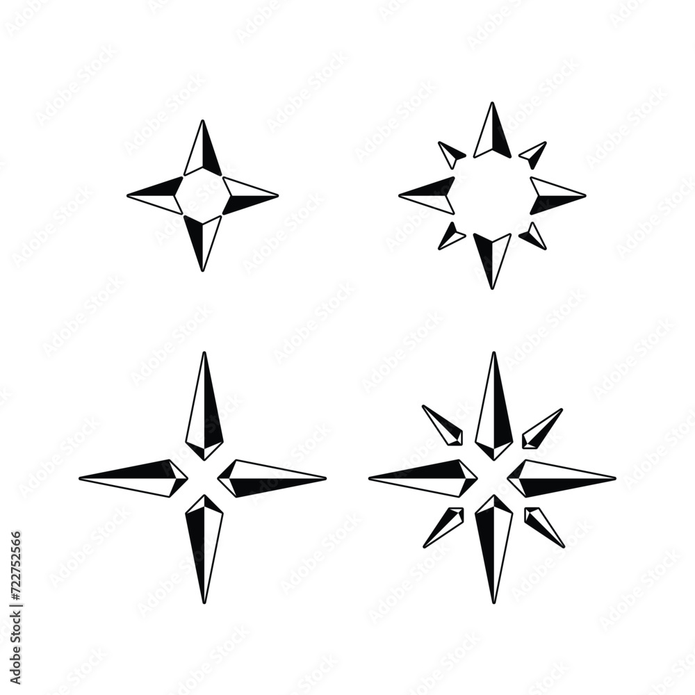 Four simple compass silhouettes Four simple compass silhouettes